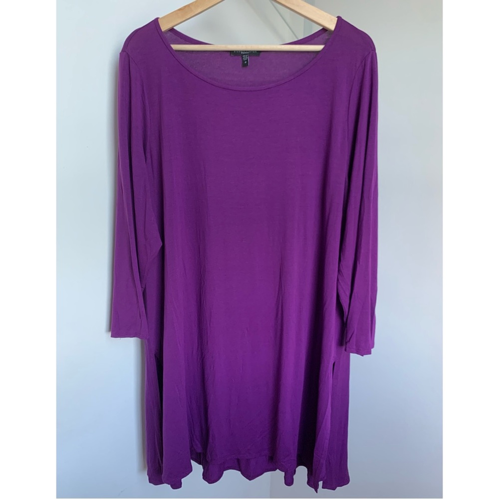 Eileen Fisher • 1X • Purple Split Side Tunic Top 3/4 Sleeve